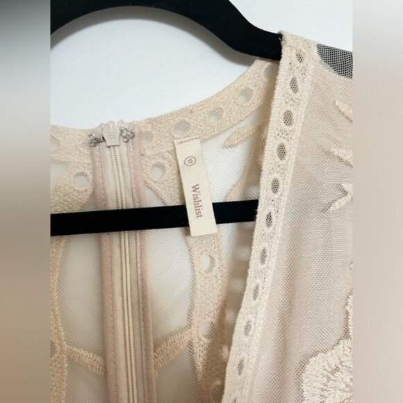 Wishlist Cream Ivory Lace Embroidered Deep V Low Cute Sheer Maxi Dress Romper S - Picture 3 of 9
